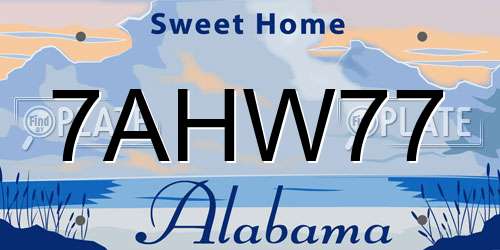 7AHW77 Alabama License Plate
