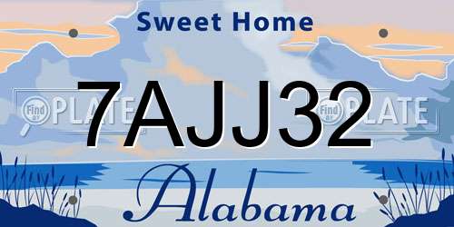 7AJJ32 Alabama License Plate