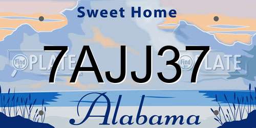 7AJJ37 Alabama License Plate
