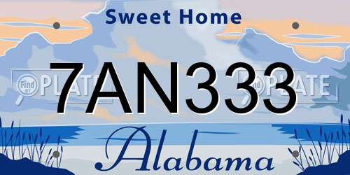 7AN333 Alabama License Plate