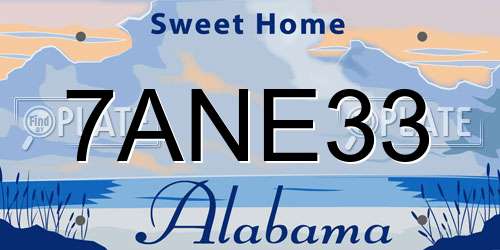 7ANE33 Alabama License Plate
