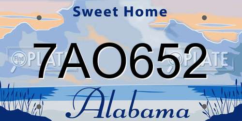 7AO652 Alabama License Plate