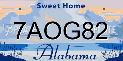 7AOG82 Alabama License Plate