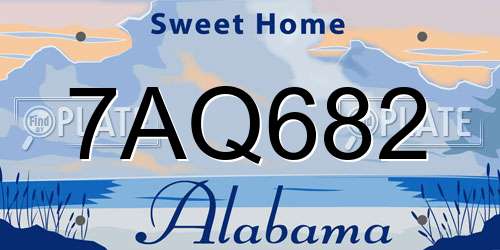 7AQ682 Alabama License Plate