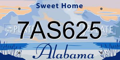 7AS625 Alabama License Plate
