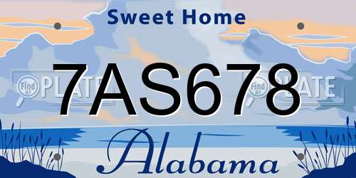 7AS678 Alabama License Plate