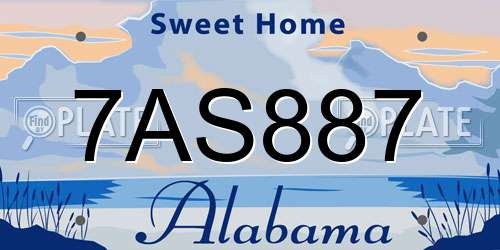 7AS887 Alabama License Plate