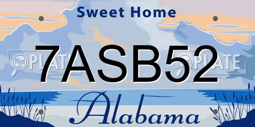 7ASB52 Alabama License Plate