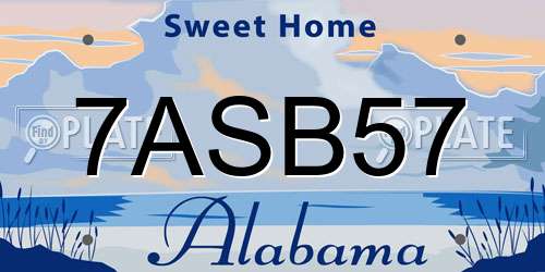 7ASB57 Alabama License Plate