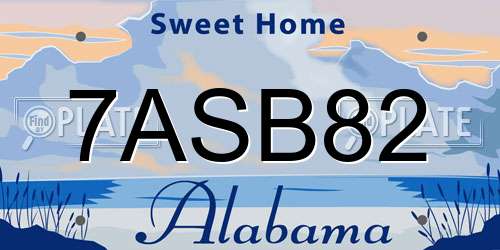 7ASB82 Alabama License Plate
