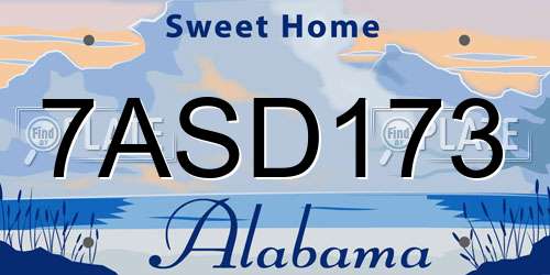 7ASD173 Alabama License Plate
