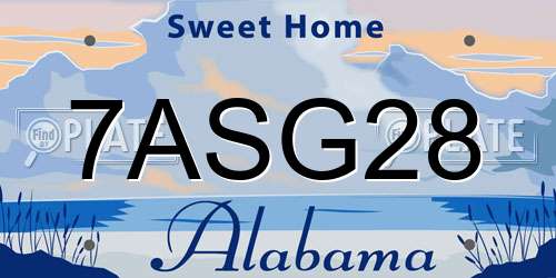 7ASG28 Alabama License Plate