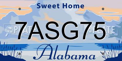 7ASG75 Alabama License Plate