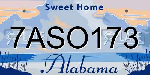 7ASO173 Alabama License Plate