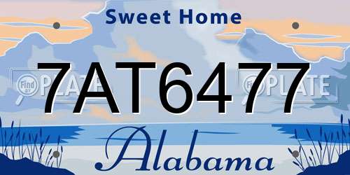 7AT6477 Alabama License Plate