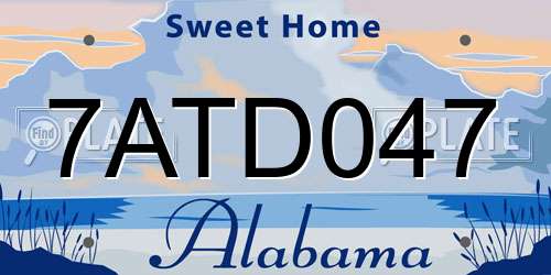 7ATD047 Alabama License Plate