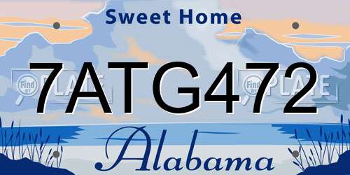 7ATG472 Alabama License Plate
