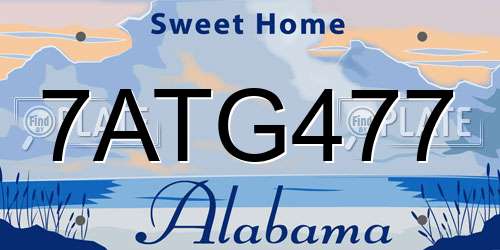 7ATG477 Alabama License Plate