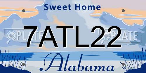 7ATL22 Alabama License Plate