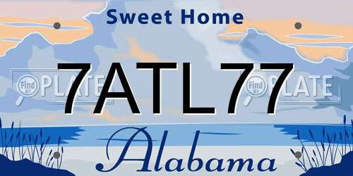 7ATL77 Alabama License Plate