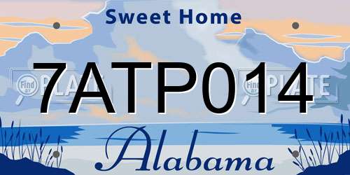 7ATP014 Alabama License Plate