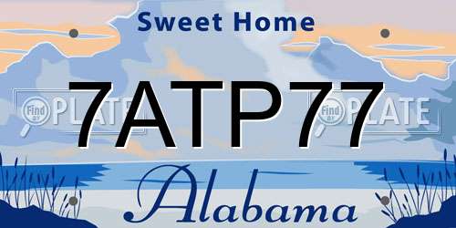7ATP77 Alabama License Plate