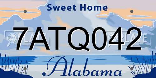 7ATQ042 Alabama License Plate