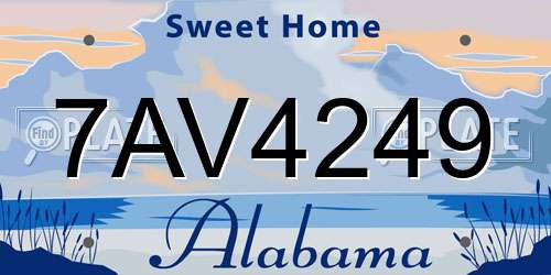 7AV4249 Alabama License Plate