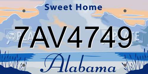 7AV4749 Alabama License Plate