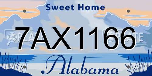 7AX1166 Alabama License Plate