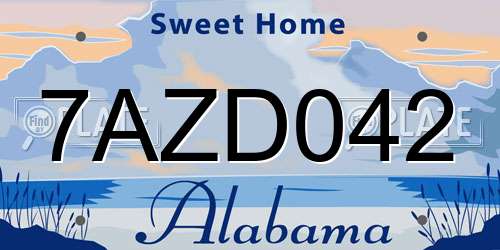 7AZD042 Alabama License Plate