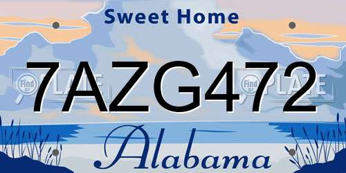 7AZG472 Alabama License Plate