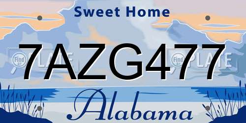 7AZG477 Alabama License Plate