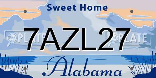 7AZL27 Alabama License Plate