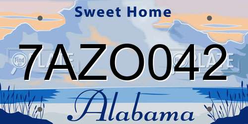 7AZO042 Alabama License Plate