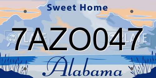 7AZO047 Alabama License Plate