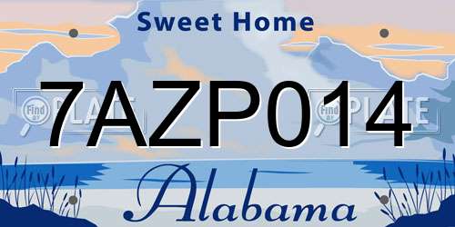 7AZP014 Alabama License Plate