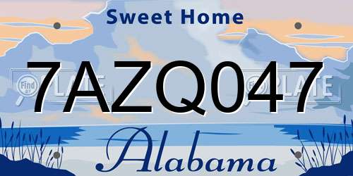 7AZQ047 Alabama License Plate