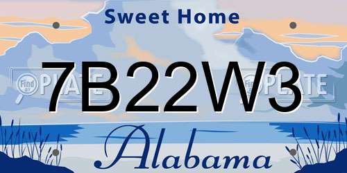 7B22W3 Alabama License Plate