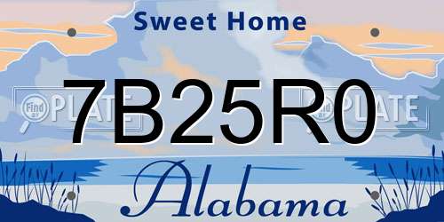 7B25R0 Alabama License Plate