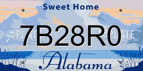 7B28R0 Alabama License Plate