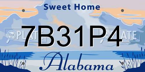 7B31P4 Alabama License Plate