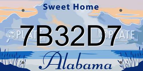 7B32D7 Alabama License Plate