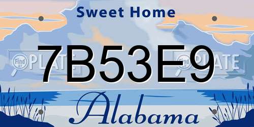 7B53E9 Alabama License Plate