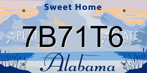 7B71T6 Alabama License Plate