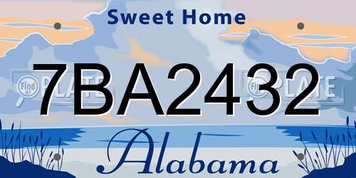 7BA2432 Alabama License Plate