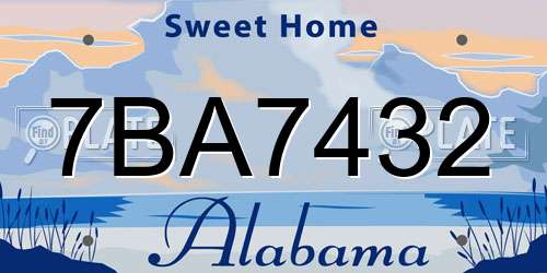 7BA7432 Alabama License Plate