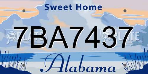 7BA7437 Alabama License Plate