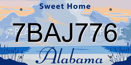 7BAJ776 Alabama License Plate