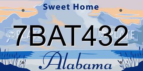 7BAT432 Alabama License Plate